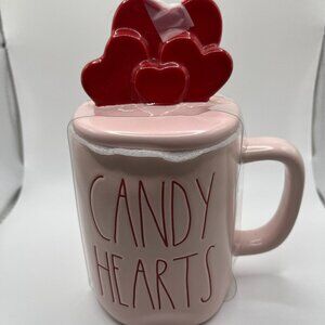 NWT RAE DUNN PINK CANDY HEARTS TOPPER MUG